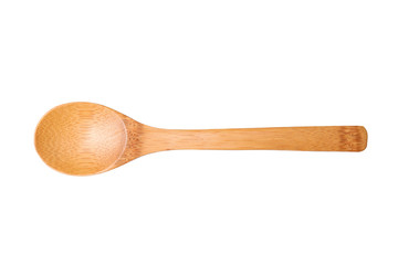 Wooden spoon in isolated wwhite background with clipping path