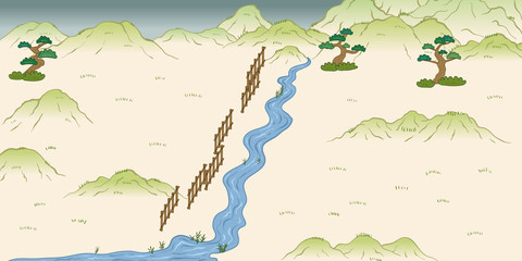 戦国時代　合戦絵巻　背景イラスト　長篠の戦い