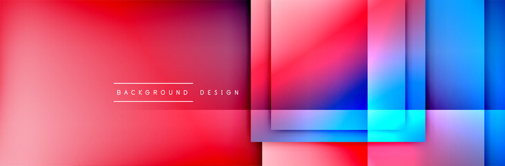 Square shapes composition geometric abstract background. 3D shadow effects and fluid gradients. Modern overlapping forms