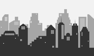 Obraz premium City silhouette background with many buildings mall.