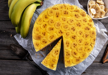 Tasty homemade banana cake with jelly