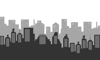 City silhouette background with many buildings apartment
