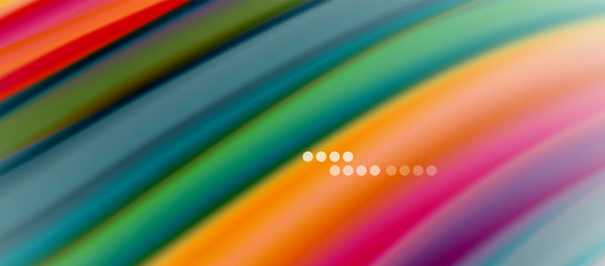 Wave lines abstract background, smooth silk design with rainbow style colors. Liquid fluid color waves. Vector Illustration