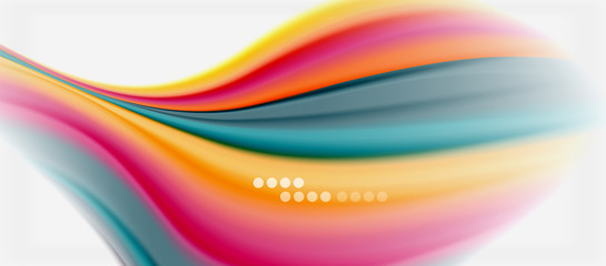 Wave lines abstract background, smooth silk design with rainbow style colors. Liquid fluid color waves. Vector Illustration
