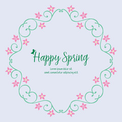 Cute shape of leaf and flower frame, for happy spring poster template design. Vector