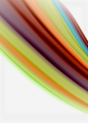 Wave lines abstract background, smooth silk design with rainbow style colors. Liquid fluid color waves. Vector Illustration