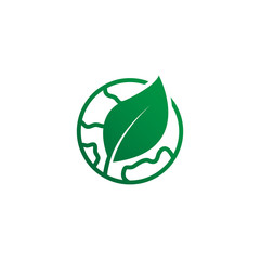 Earth and leaf icon design. Ecology symbol isolated. Vector illustration