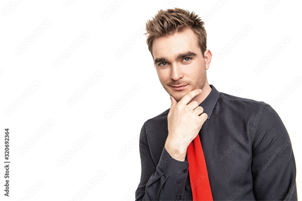 Wall mural white shirt and red tie