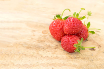 Closeup Strawberry on wood table