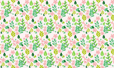 Modern flower for spring, with leaf and floral seamless pattern background.