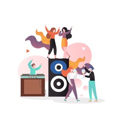 Disco party vector concept for web banner, website page
