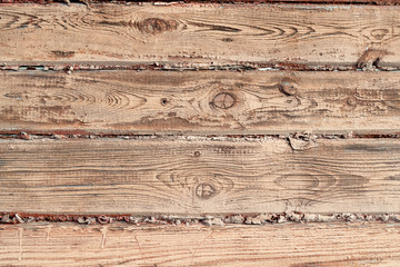 The surface of a wooden wall painted brown color. Old wood texture.
