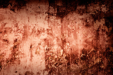 Texture of an grunge concrete wall. Halloween background. Blood Texture Background. Texture of  Concrete wall with bloody red stains. - obrazy, fototapety, plakaty