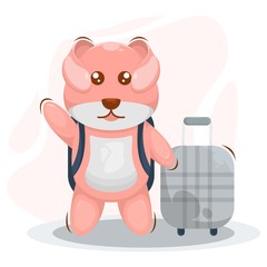 CUTE DOG TRAVELING CARTOON VECTOR