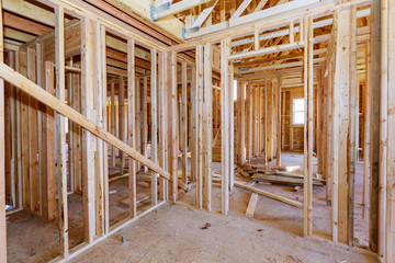 Home Framing unfinished wood frame building or a house