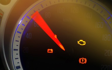 speedometer on black background