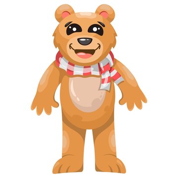Cute bear with scarf cartoon design vector