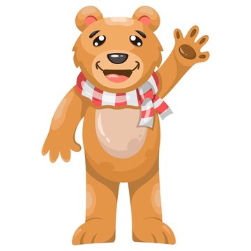 Cute bear with scarf cartoon design vector