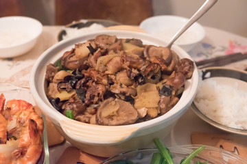 Homemade mushroom dish in a big bowl