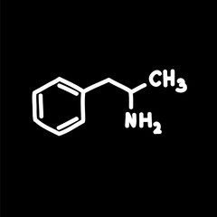 chemical formula amphetamine doodle icon, vector illustration