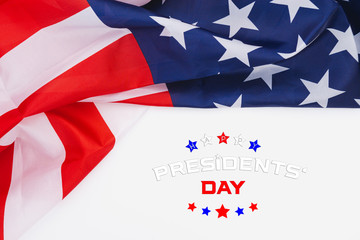 Happy Presidents' Day typography over white background with US American flag border