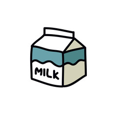 carton of milk doodle icon, vector illustration
