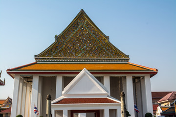 Thai and Chinese art within Wat Kalayanamitr is a Buddhist temple or Wat in Thai that is in Bangkok Thailand. 