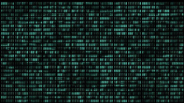 Binary Number Glitch Animation Scanning on Black Background