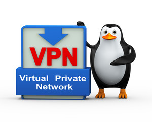 3d penguin and vpn concept
