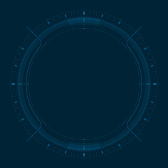HUD circle center on blue dark cyber background digital screen.