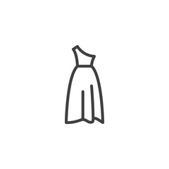 Evening dress line icon. linear style sign for mobile concept and web design. One shoulder dress outline vector icon. Symbol, logo illustration. Vector graphics