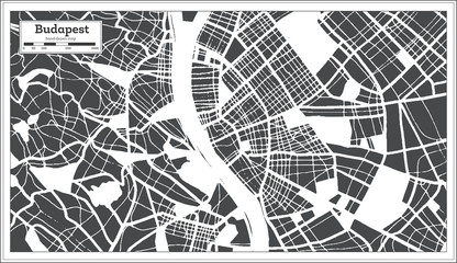 Budapest Hungary City Map in Retro Style. Outline Map.
