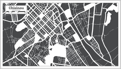 Chisinau Moldova City Map in Retro Style. Outline Map.