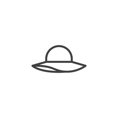 Ladies hat line icon. linear style sign for mobile concept and web design. Womens elegant hat outline vector icon. Symbol, logo illustration. Vector graphics