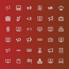 Editable 36 broadcasting icons for web and mobile
