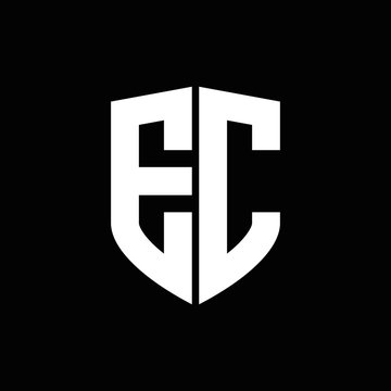 EC logo monogram with shield shape design template