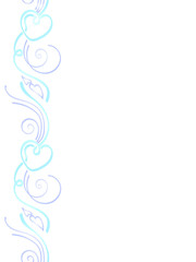 Border ornament heart blue and blue  tape. Border pattern heart art line vector