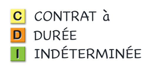 CDI initials in colored 3d cubes with meaning in french language