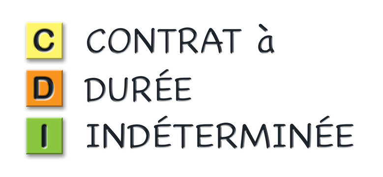 CDI initials in colored 3d cubes with meaning in french language