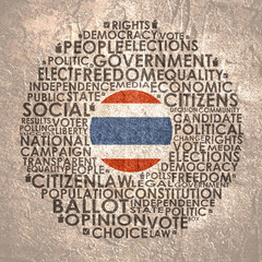 Words cloud relative for voting. Circle frame. Flag of the Thailand