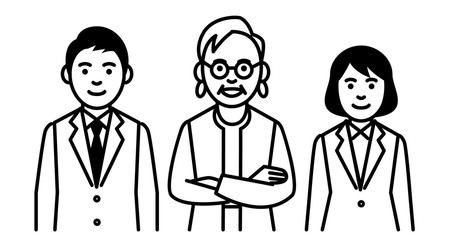 Group of business people on white background. Vector illustration.