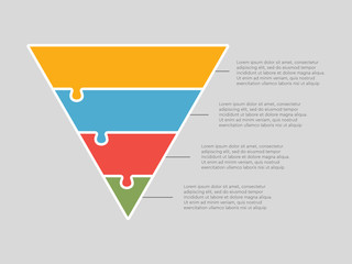 Four puzzle triangle line pyramid info graphic