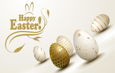 Easter composition in a light shade with a silhouette of eggs with a different pattern, design element