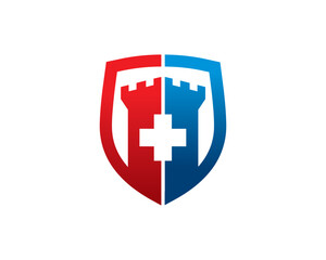 Medical and castle logo template design, emblem, symbol or icon