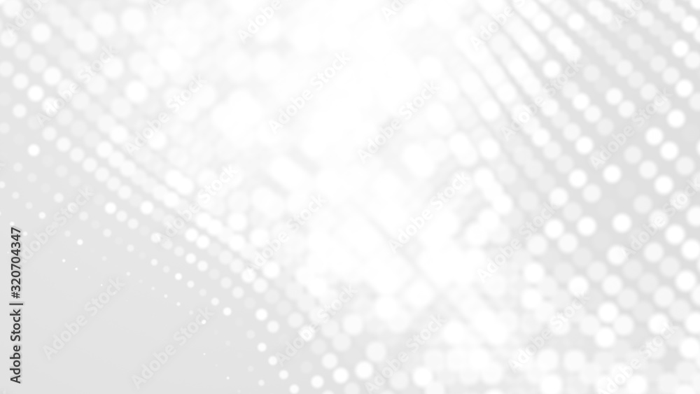 Wall mural dot white gray wave light technology texture background. abstract big data digital concept. 3d rende