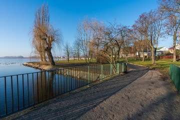 The Gąsawka River in the city of Znin connects a large and a small lake