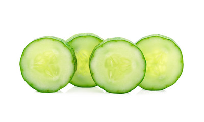 Fresh cucumber slice isolated on white background