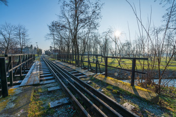 Passage through the Gąsawka River for a narrow-gauge railway, this river connects two Znin lakes, large and small