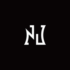 NJ monogram logo with curved side style design template