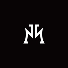 NN monogram logo with curved side style design template
